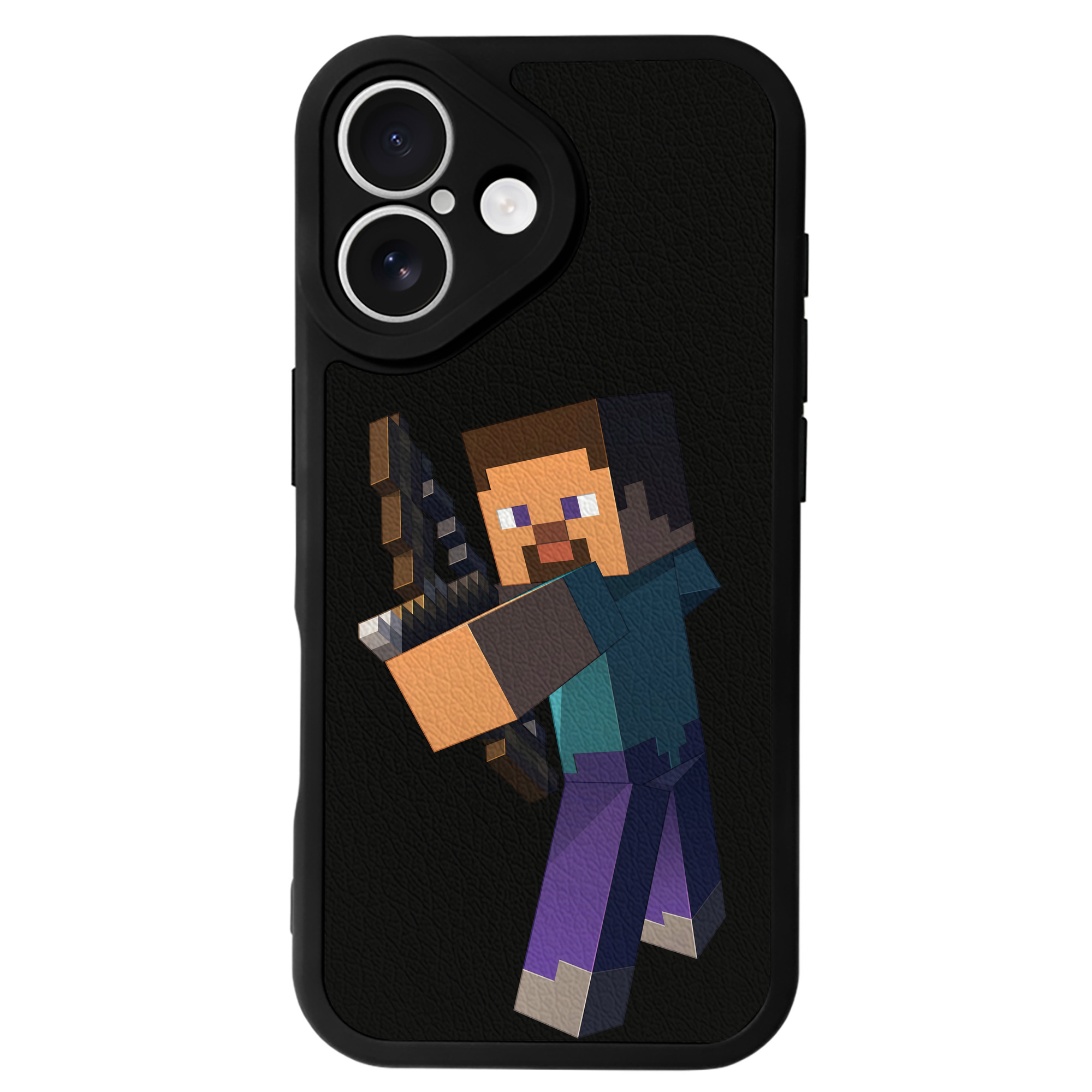 （画像用） マインクラフト ブロックの世界 Minecraft MC Block world 【iPhone 16シリーズ対応】シリコンスマホケース（レザー調） 材質：シリコン